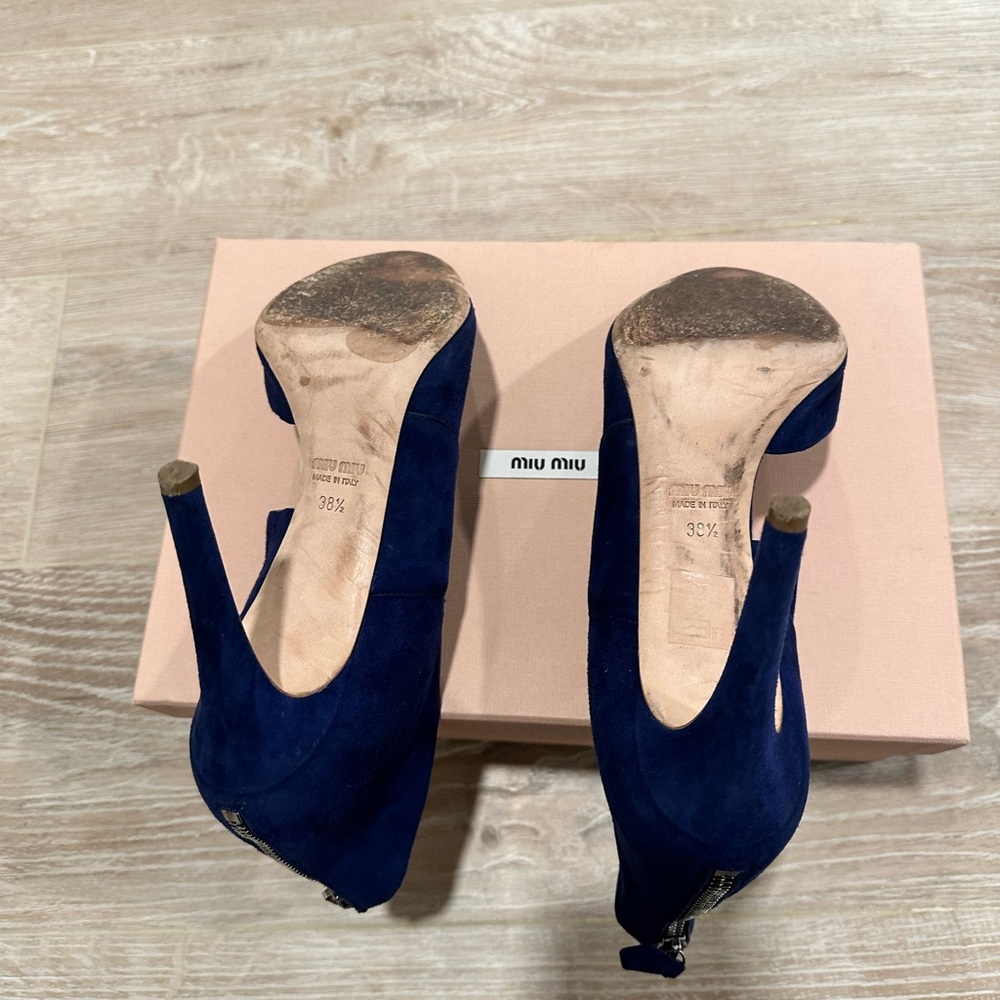 Gently Used Miu Miu Suede Heels In Navy - image 2